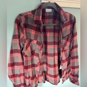 Columbia Red and Gray Plaid Fleece